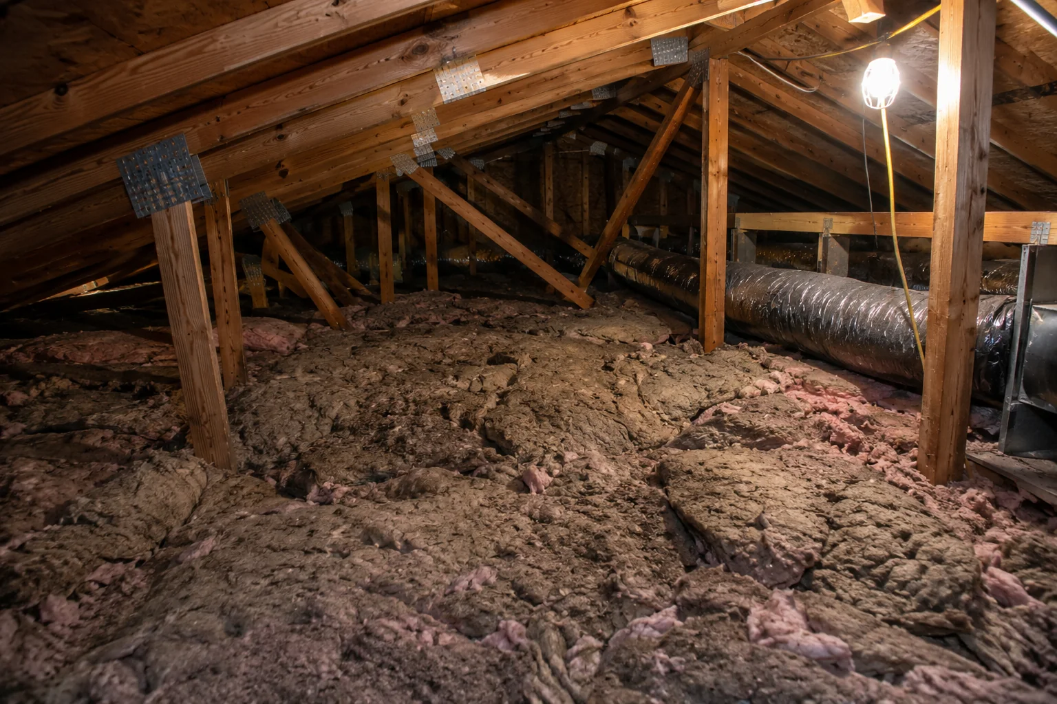Attic before wildlife damage restoration