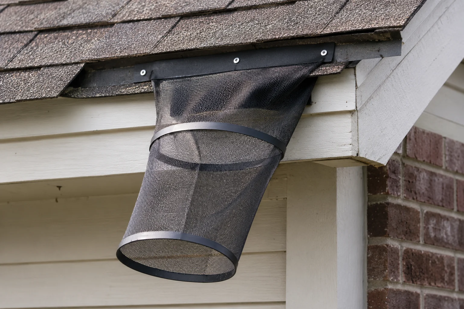 One-way bat exclusion device installed on a Tyler TX home
