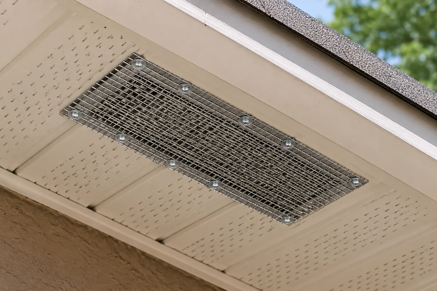Sealed squirrel entry point on a roof soffit in Tyler TX